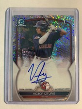 2023 1st Bowman Chrome Speckle Refractor #D /299 Victor Izturis #CPA-VI Auto