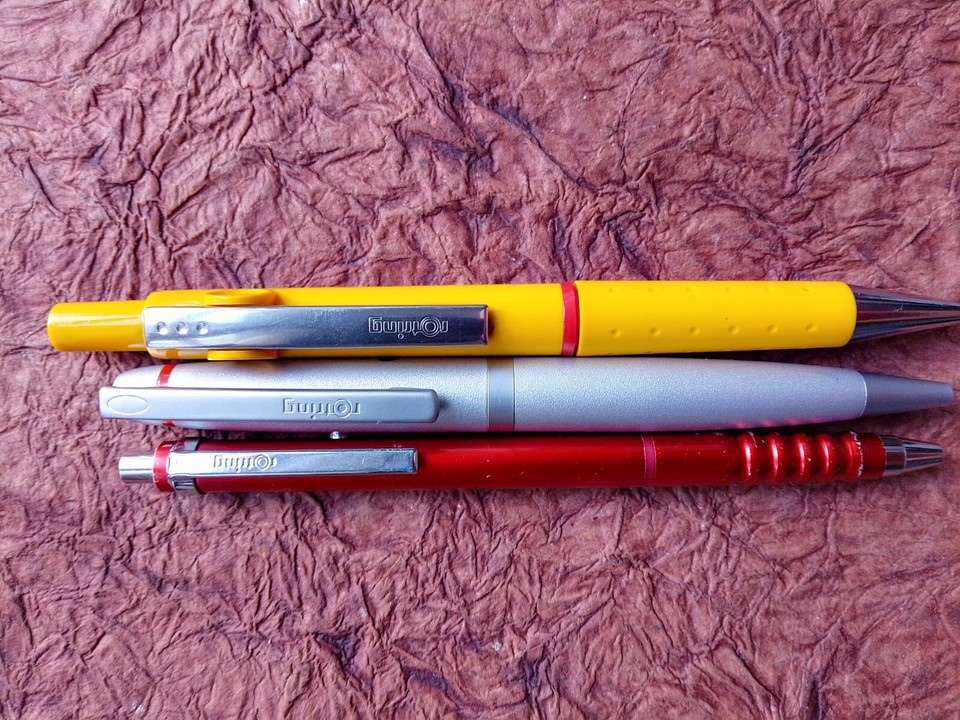 ROTRING lot for Parts or repair: MECHANICAL PENCIL + 2 Ballpoint pens ...