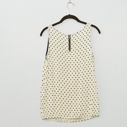 Ann Taylor LOFT XS Polka Dot ärmellose Bluse Viskose Mischung Büro Lagenlook Basic - Bild 3 von 5
