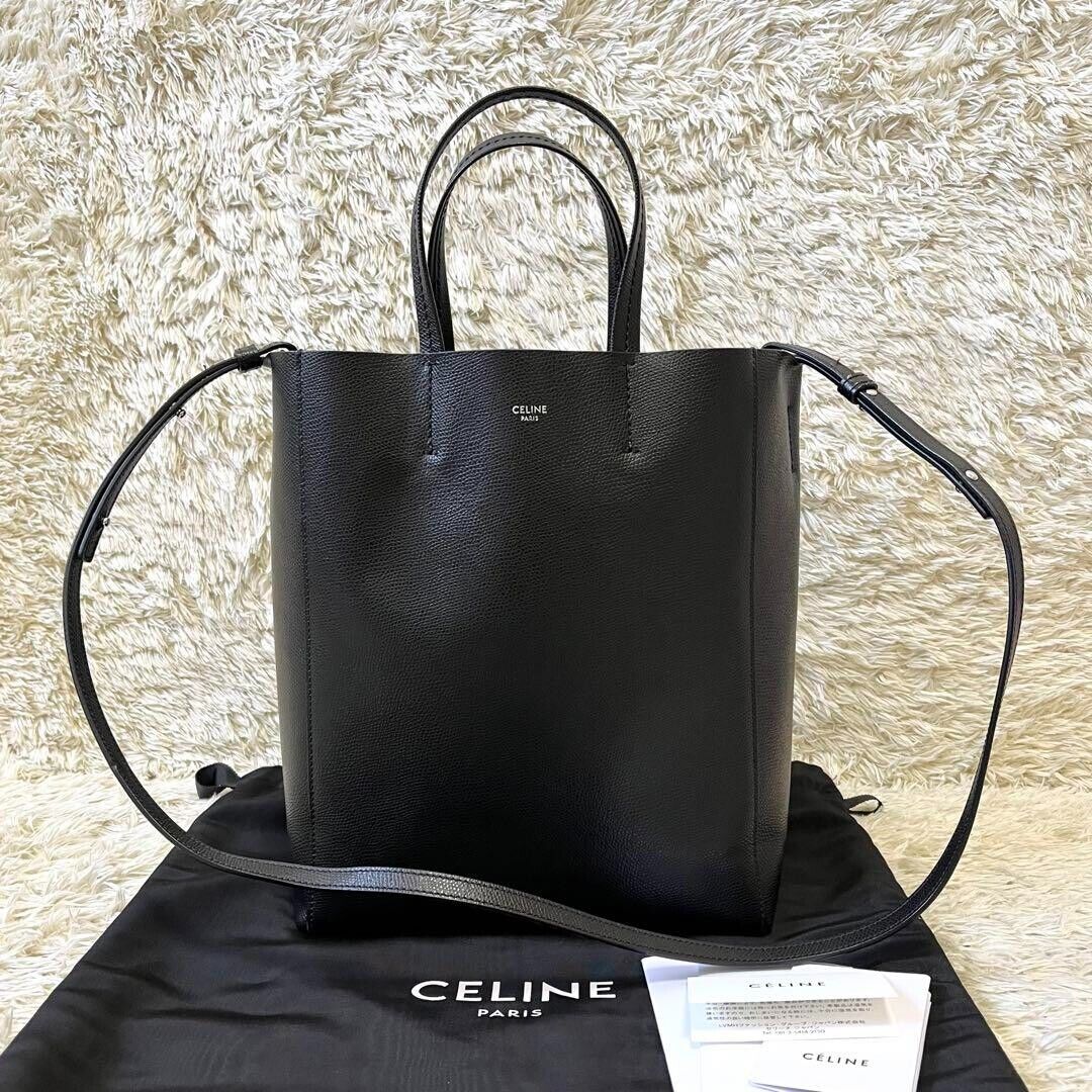 Celine Vertical Cabas Small Tote Bag 2-way Leather Black Celine Vertical Cabas Small Tote Bag 2-way Leather Black