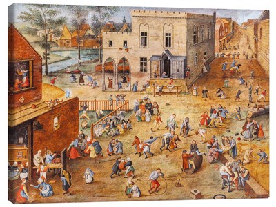 Leinwandbild Die Kinderspiele - Pieter Brueghel d.J.