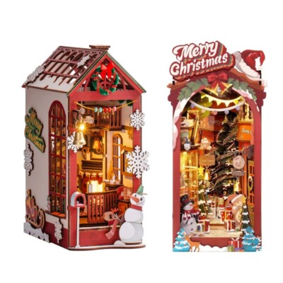 ROBOTIME DIY Buch Nook 3D Puzzle Miniatur Haus mit LED Light Weihnachtsgeschenke