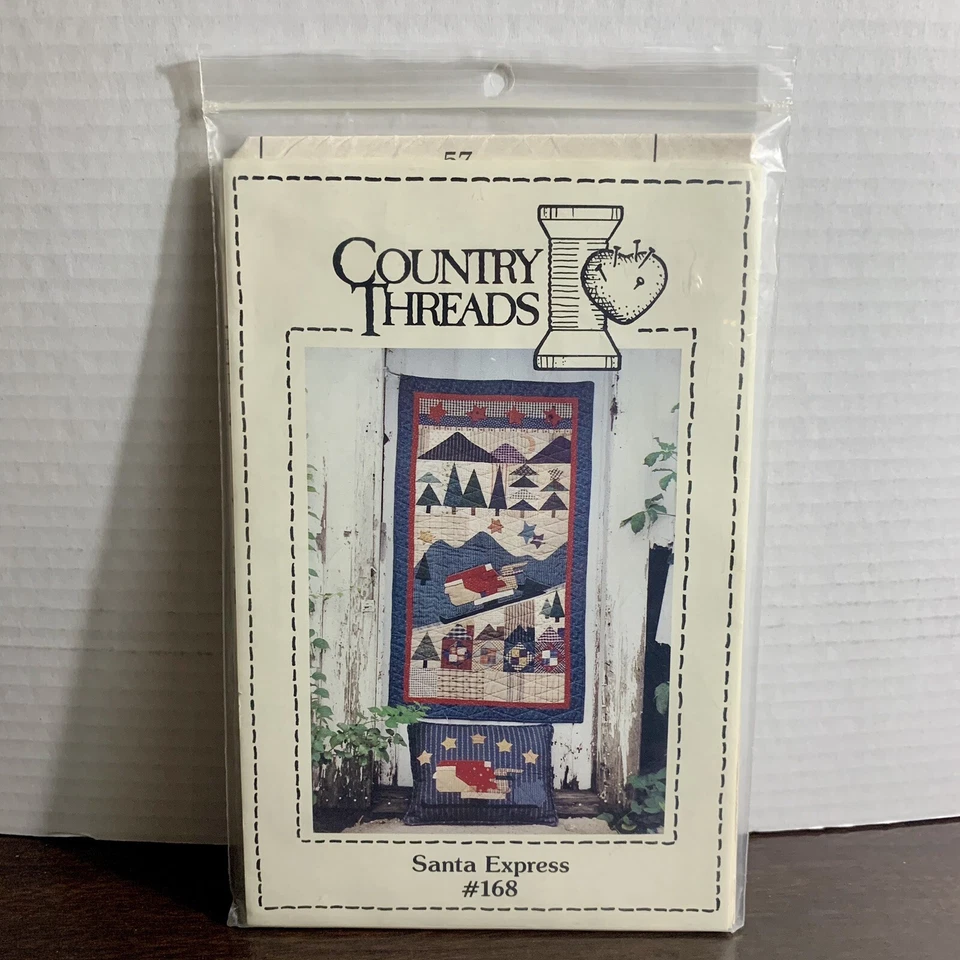 Colgante de pared Country Threads Santa Express #168 patrón de edredón 25"x45" o almohada Foto 2 de 4