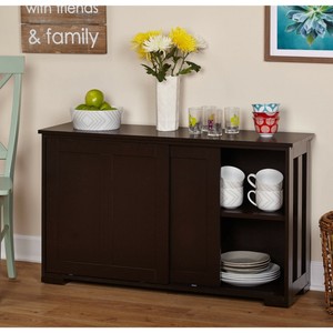 Sliding Wood Doors Stackable Storage Cabinet Shelf ...