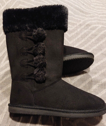 New Girls SO Boots Marisa Black Faux Fur size 3 -LGB - Picture 2 of 4