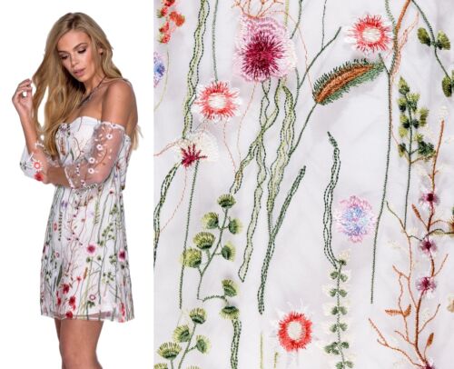Kleid Frau Blumen Sommer Tunika Elegant Stickerei Bardot Boot 8112 - Bild 4 von 8