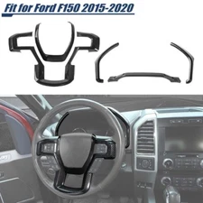 For Ford F150 2015-2020 Carbon Fiber Steering Wheel Dash Board Cover Trim Molded