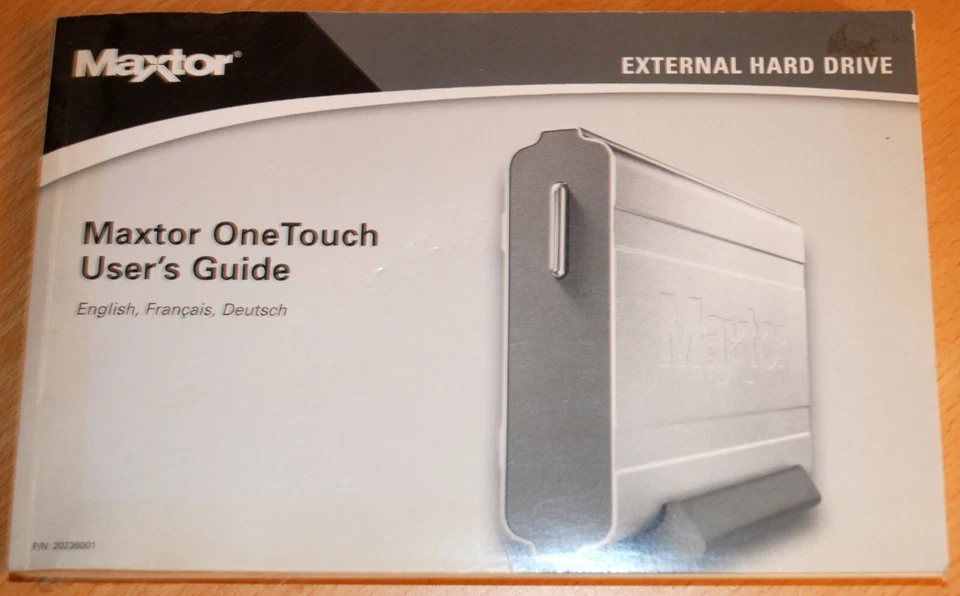 Handbuch/Gebrauchsanleitung "MAXTOR OneTouch User's Guide. External Hard Drive"