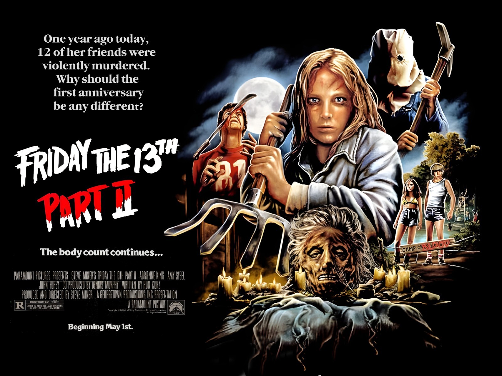 FRIDAY THE 13TH part 2 1981 quad poster print 30x40