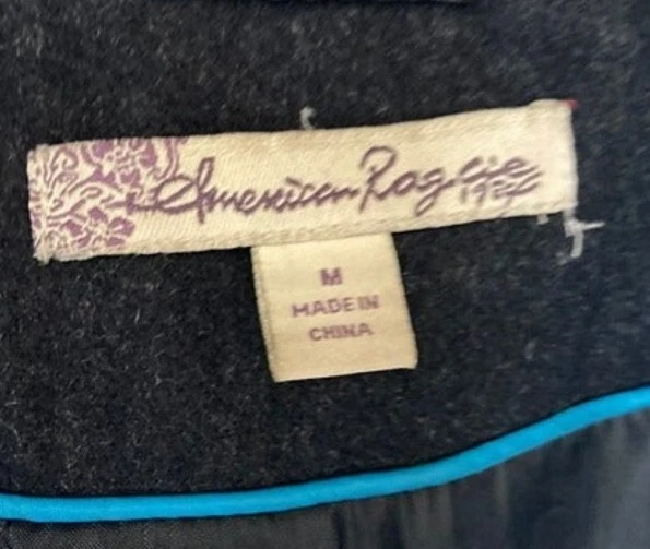Abrigo de guisante negro vintage American Rag Cie para dama con capucha - mediano Foto 4 de 4