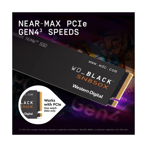 WD_BLACK 2TB SN850X NVMe Internal Gaming SSD Solid State Drive - Gen4 PCIe, M... - Afbeelding 7 van 9