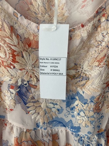Boho Tank Sleeveless Dress Floral Print Babydoll Anthro Silk Bohemian Small NWT - Picture 5 of 6