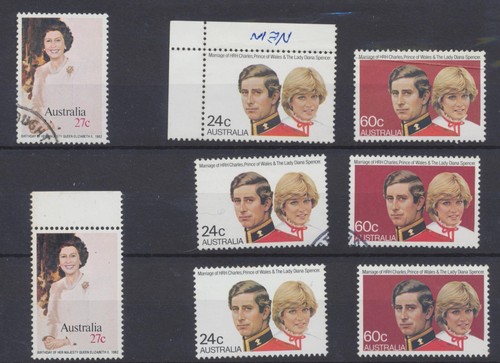Australia Stamps 1981 Royal Wedding + 1982 Queens Birthday - SG.821-822, SG842 - 第 1/9 張圖片
