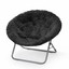 urban shop mongolian faux-fur oversized moon chair black functional decorative