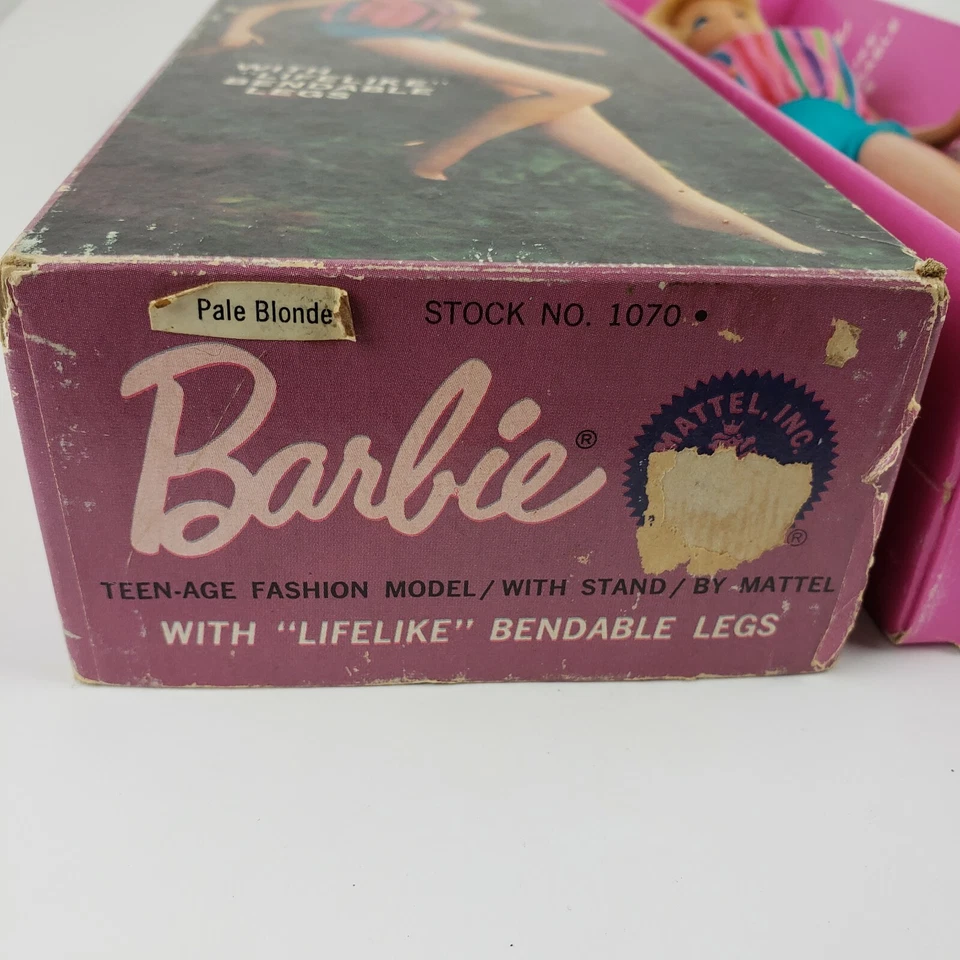 Barbie American Girl 1964 muñeca Mattel #1070 rubia pálida patas flexibles originales Foto 2 de 4