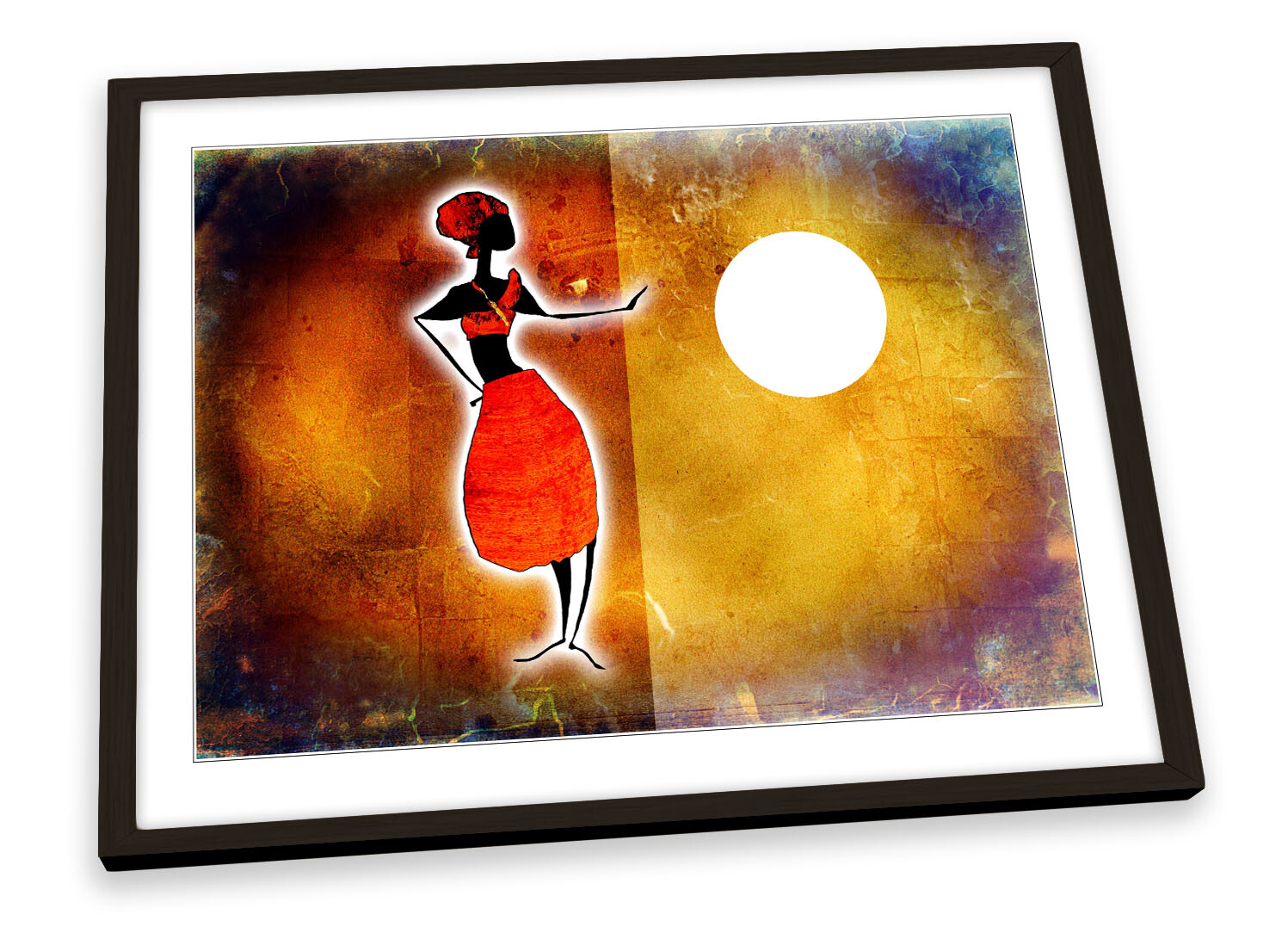 Ethnic Woman Sunset Vintage Orange FRAMED ART PRINT Picture Poster ethnic-woman-sunset-vintage-orange-framed-art-print-picture-poster