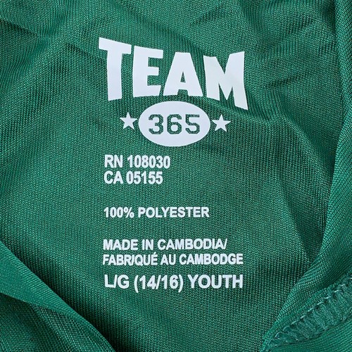 Team 365 Youth Size Large (14/16) Green Lightweight Hooded Performance Tee New - Picture 2 of 3