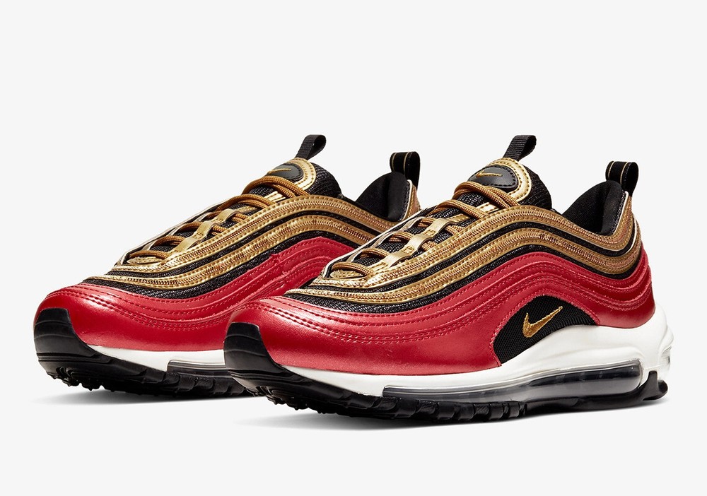 Nike Air Max 97 Gold Sequin Womens Size 10 Running Shoes