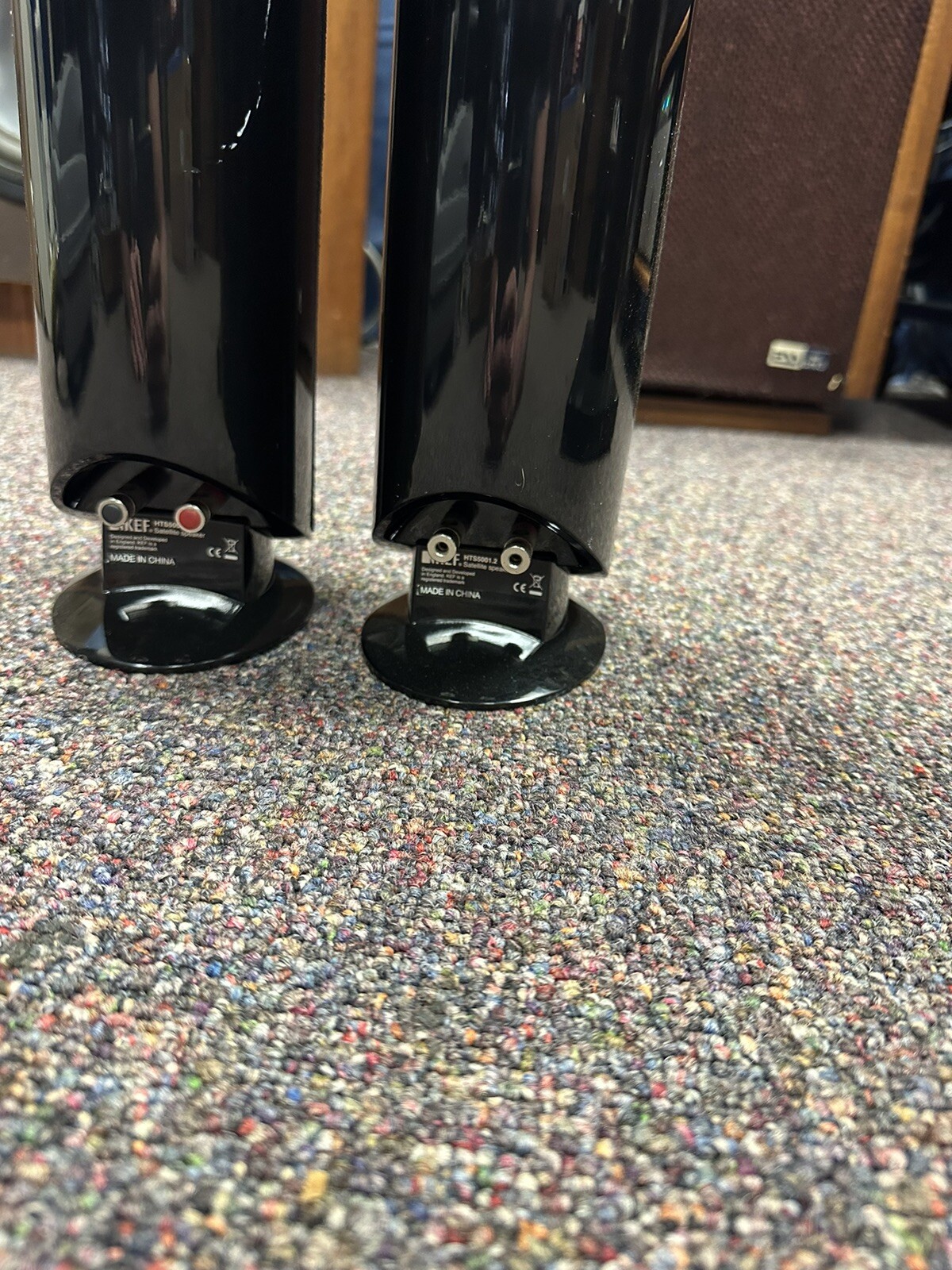 Pair Of Black KEF AUDIO HTS 5001.2 SURROUND SPEAKERS On Stands eBay