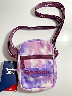 REEBOK Festival Small Crossbody Bag- Purple Tie Dye Unique Color Water Resistant