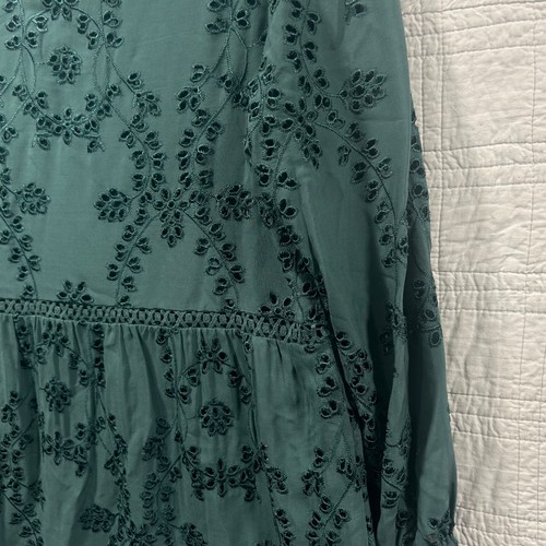 DANIEL RAINN` Anthropologie Top Womens S GREEN Bohemian Eyelet Tunic - Picture 11 of 11