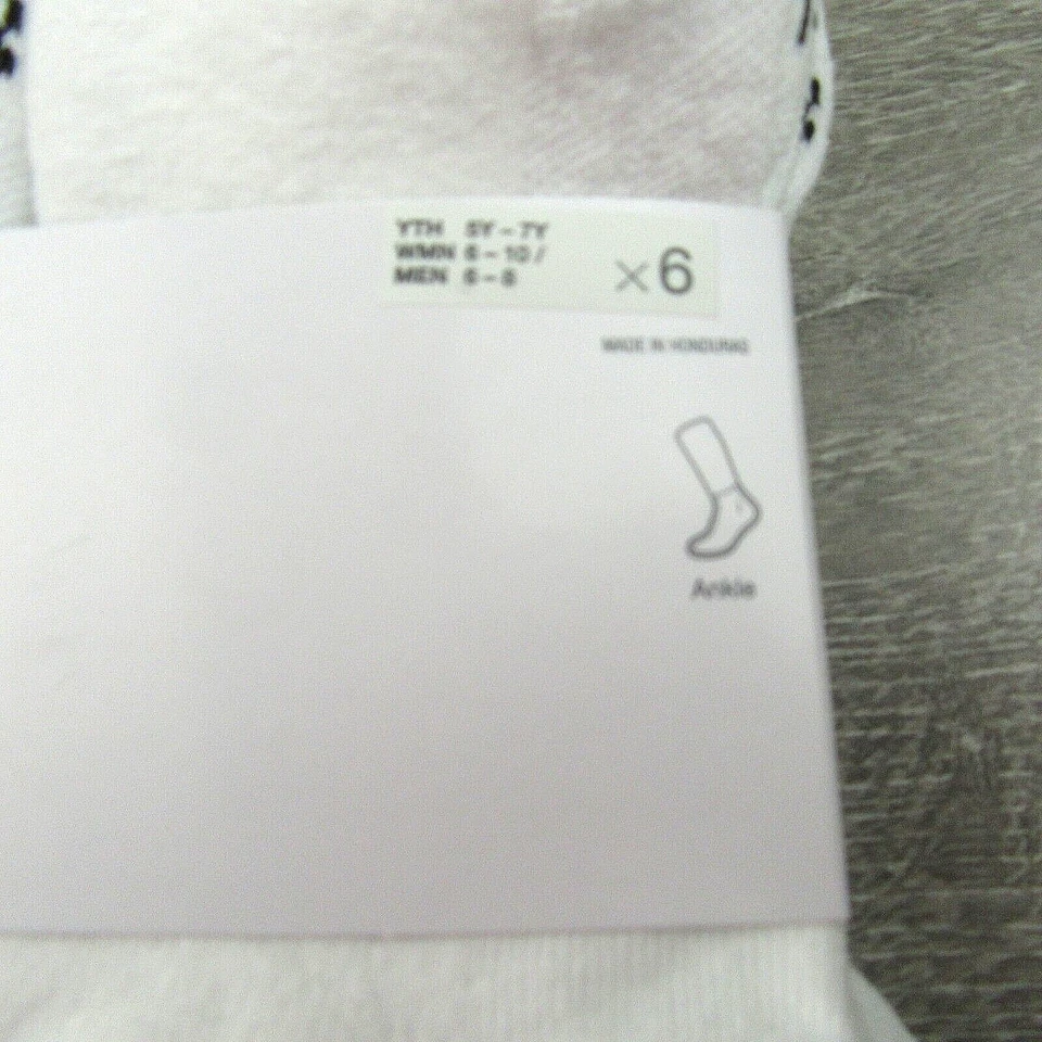 Nike Everyday Plus Ankle Socks White (6 Pack) Womens 6-10 / Youth 5Y-7Y NEW - Image 4 of 4