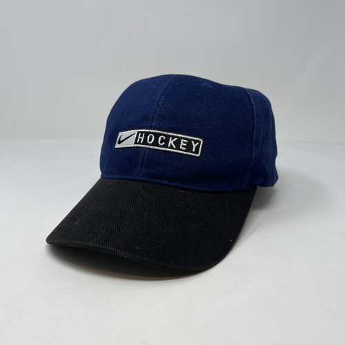 Vintage 90s Y2K Nike Hockey Snapback Hat Cap Blue Black OSFA Adjustable