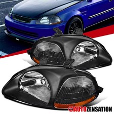 Fit 1996-1998 Honda Civic Black Headlights Corner Lamp Assmebly Leftright 96-98