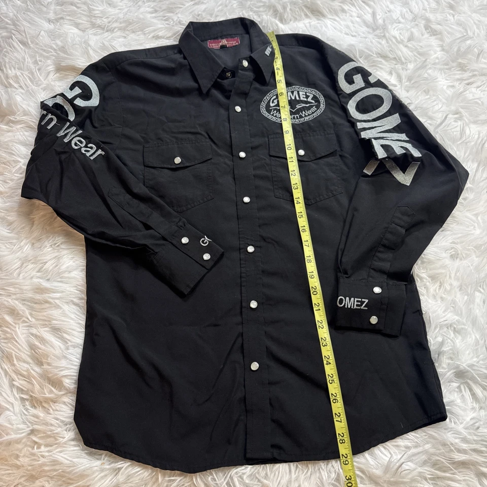 GOMEZ Western Wear Mens Small Black Pearl Snap Shirt Embroidery Cowboy Rodeo - Image 4 of 4