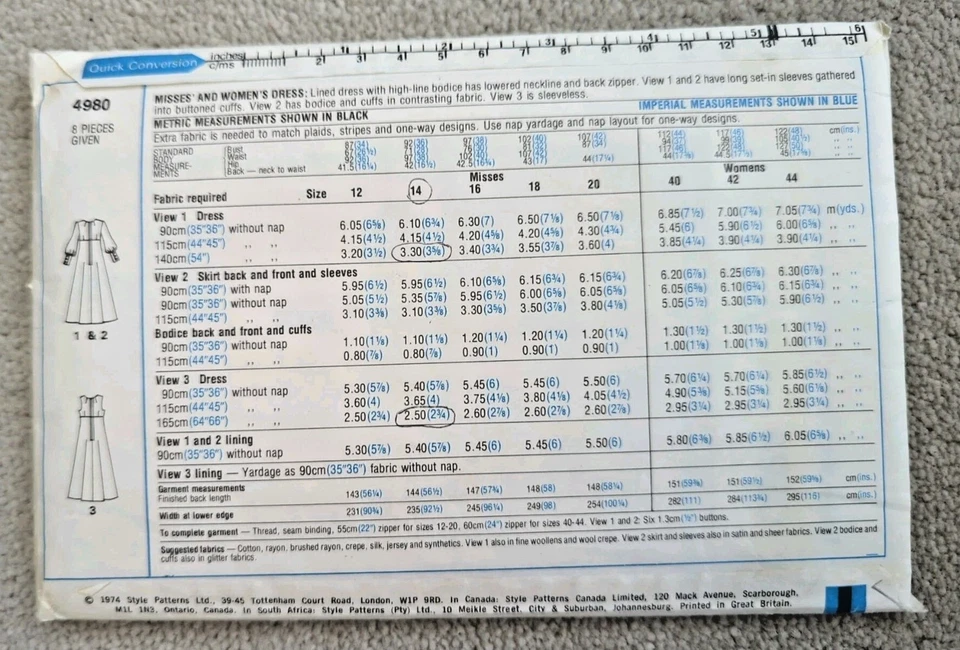 Vintage 1970s Style 4980 Prom/Evening/Party Dress Sewing Pattern B36" - Image 3 of 3