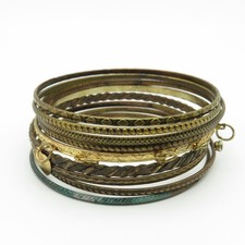 Vintage Messing Armreif Set Damen Modeschmuck Mid Century 60er Jahre