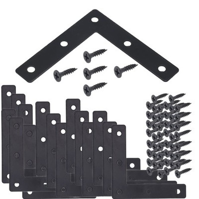 20pcs Black L Flat Shape Braces Corner Bracket, 80x80 mm Decorative Corner Brack