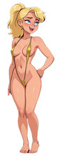 3537 Blonde Cutie Sticker, Made In USA, Laminated, Sexy, Waifu, Busty, Curvy