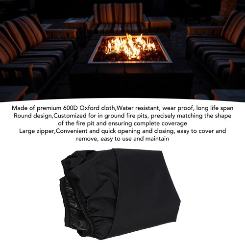 142.2x10.16cm Built In Fire Pit Cover For In Ground 600D Oxford Cloth Water SG - Picture 6 of 22