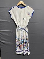 Vintage 70s Kay Windsor Floral Midi Dress | ILGWU Union Made Blue Trim Mod