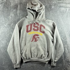 Vintage USC Trojans Hoodie Men  s Small Gray Russell Athletic University Y2K