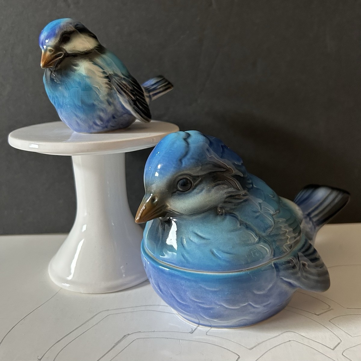 【GOEBEL】ゴエベル　天使 陶器置物12体セット 2 Goebel W Germany Blue Bird Sparrow Trinket Lidded Box &small
