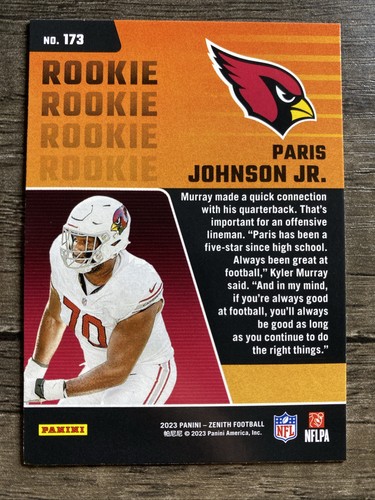 2023 Panini Zenith - Paris Johnson Jr. #173 Red Zone (RC) - Picture 2 of 2