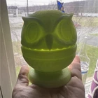 Green Fenton Owl fairy lamp * glows under uv light *