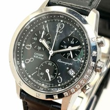 CITIZEN xC Chronograph Black Mother of Pearl Dial Rhinestone Bezel Watch Quartz