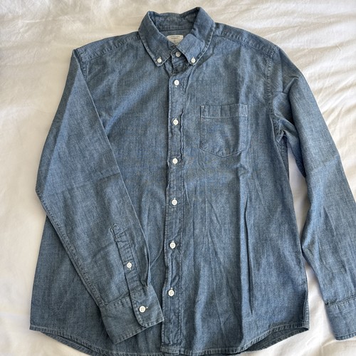 Boys Crewcuts Chambray Button Up Long Sleeve Collared Shirt size 14 denim cotton - Picture 3 of 3