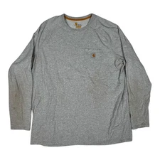 Vintage Carhartt Force Heather Gray Pocket Shirt Long Sleeve 2XL Tall Stained