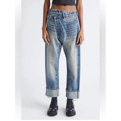 NWT R13 Cuffed Crossover Straight Leg Jeans JapaneseDenim ESTIN SELVEDGE BLUE 26