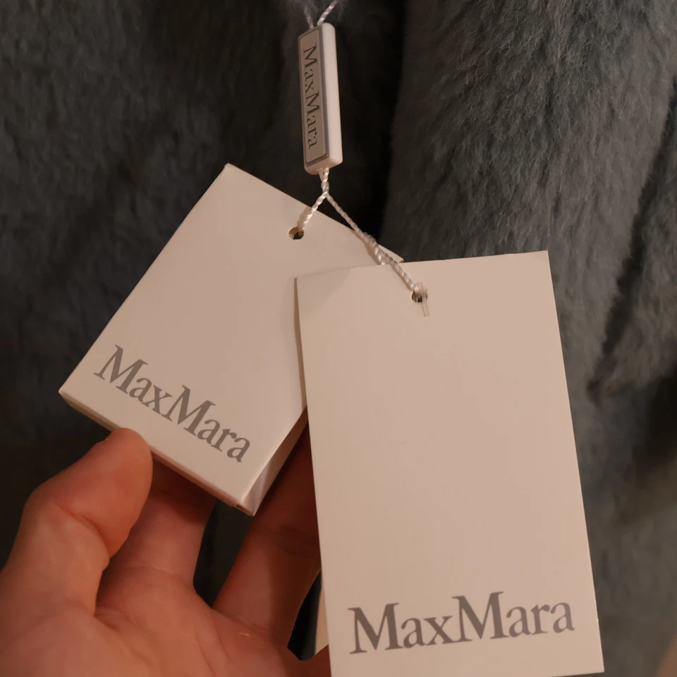 READ Max Mara blue Gettata Candoor alpaca fur wool silk coat turtleneck 4 / S - Image 4 of 4