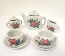 Vintage Miniature Tea Set Dollhouse 1980s Porcelain Mini Ceramic 9 pcs