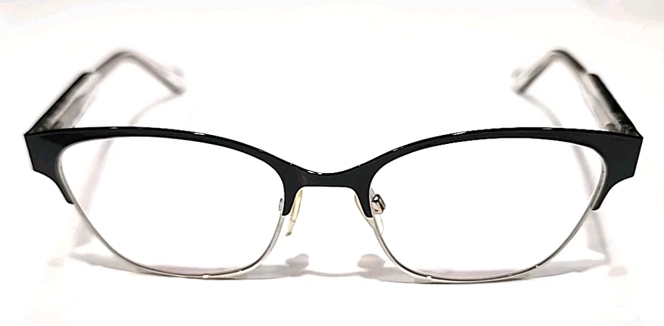 Tommy Hilfiger TH1388 Gloss Black Silver Metal Cat Eye Eyeglasses 52-18 140 Case - Image 3 of 4