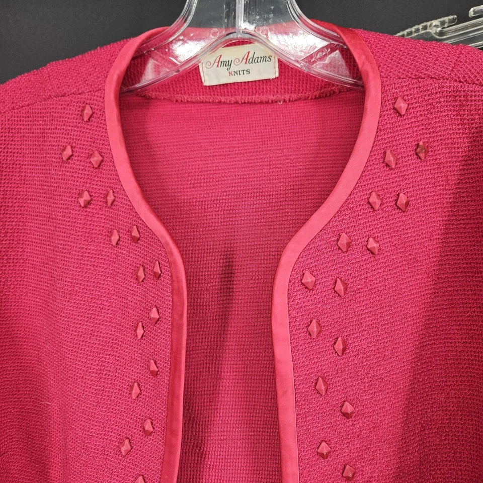 Conjunto de falda falda vintage de punto Amy Adams para mujer chaqueta mediana con tachuelas años 80 Foto 2 de 4