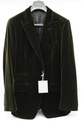 Tom Ford Dinner Sakko Blazer Party Smoking Samt Olivgrün 54R 38333E