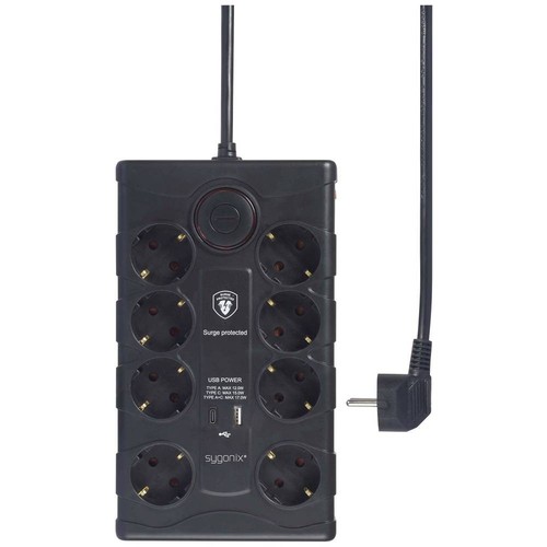 Sygonix SY-4751202 Überspannungsschutz-Steckdosenleiste 8fach Schwarz - Bild 2 von 5