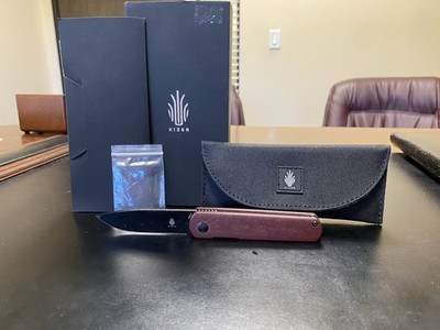 Kizer Feist Drop Point Front Flipper Knife Red Richlite 4V - Good condition!